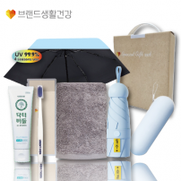 브생건307호 3종세트(휴대용5단UV우양산+고려황제170g국산세면타올+유한양행닥터버들양치세트)